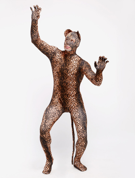 Image of Carnevale Trendy Lycra Spandex leopardo stampa Apri gli occhi Unisex dolce Lycra Zentai animali tute Halloween