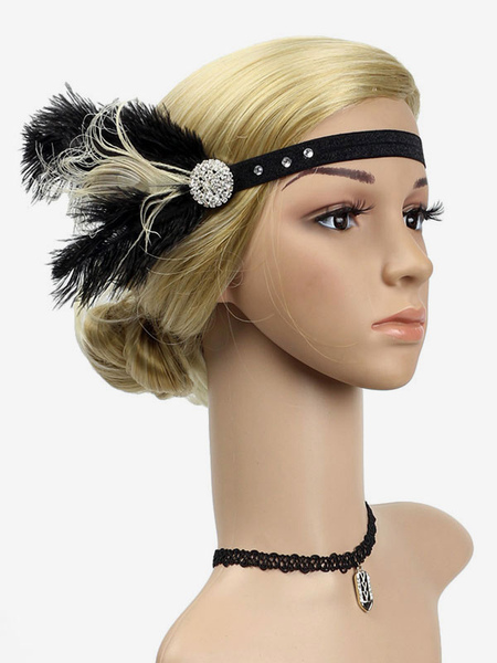 Image of Carnevale Flapper Headpieces Retro Hair Accessories Piuma strass Women&#39;s Great Gatsby Heads degli anni &#39;20 Costume Halloween