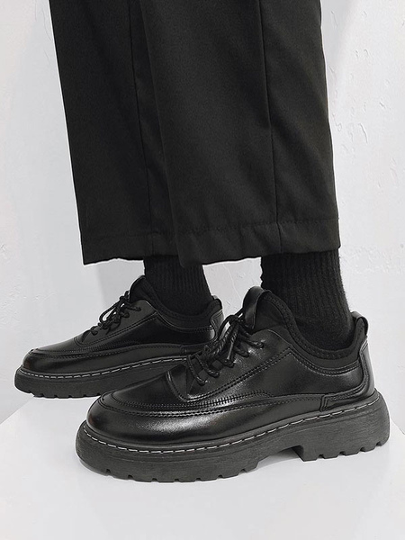 Image of Scarpe eleganti da uomo Scarpe stringate nere con punta arrotondata