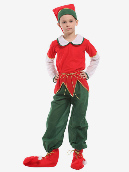 Image of Carnevale Costume da Babbo Natale Elf per bambini 5 pezzi per bambini Costume Halloween