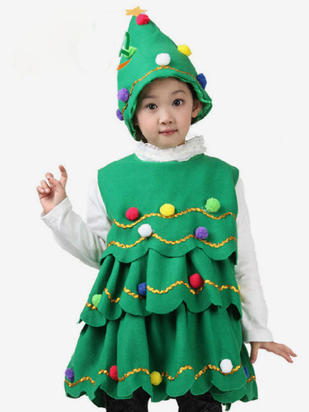 Image of Costume da albero di Babbo Natale verde di Natale Costume in fibra di poliestere Costume da festa di Natale Set completo