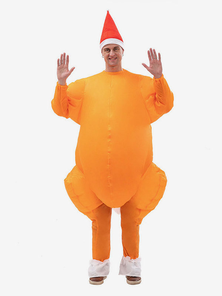 Image of Costumi per le vacanze di Natale con pollo arrosto divertente unisex in fibra di poliestere arancione