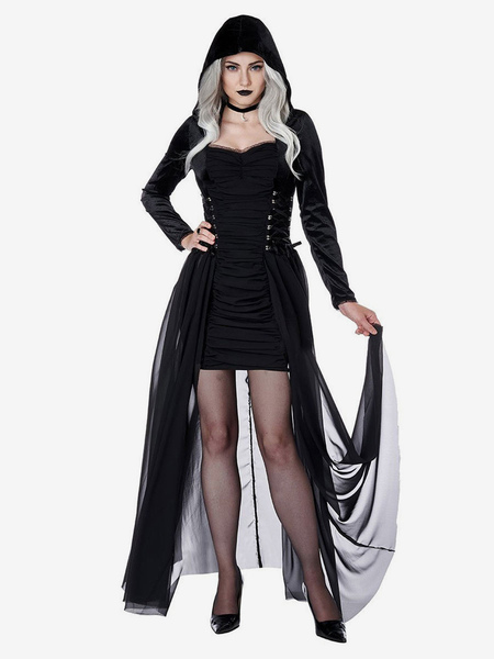 Image of Costumi di Halloween per Halloween Costumi per le vacanze in tunica di poliestere del vestito sexy delle donne nere