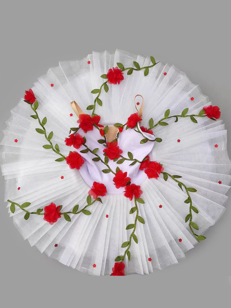 Image of Abito da balletto Abito da ballerina in poliestere con fiori da bambina bianco per bambina