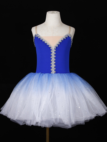Image of Abito da balletto Blu profondo per ragazza Ballerina per adulti con paillettes Abito in pizzo e poliestere Set da ballo