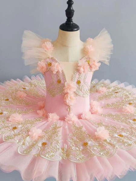 Image of Costumi di danza classica Ballerina per bambini rosa per ragazza Pizzo nbsp; Abito in poliestere a fiori Abito da ballo