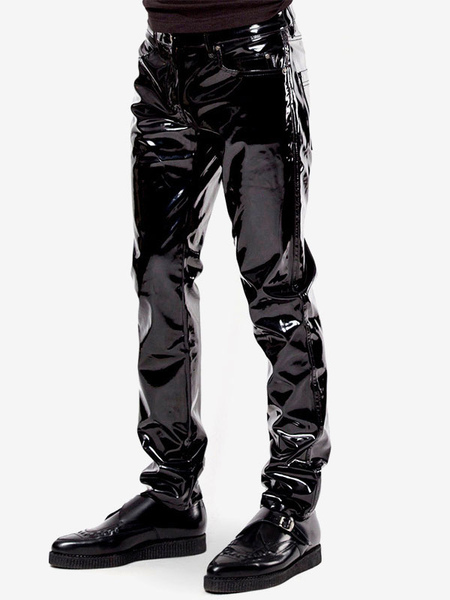 Image of Pantaloni da uomo per adulti in pelle PU nera
