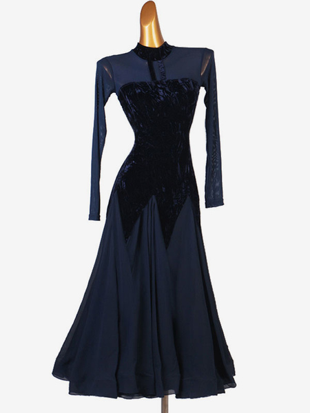 Image of Lycra Spandex abito indossare ballare di costumi di danza Ballroom inchiostro blu Donne