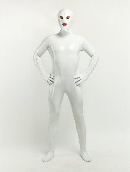 Image of Bianco bocca aperta e gli occhi aperti progettato Unisex PVC vestiti Carnevale