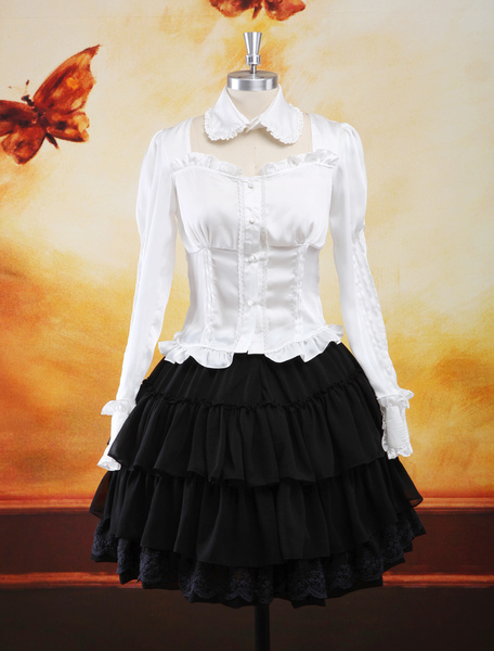 Image of Trad Multi colore maniche lunghe elastico seta come abiti Lolita raso Chiffon