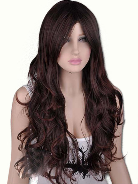 

Urban Brown Synthetic Centre Parting Fashion Long Wig, Coffee brown