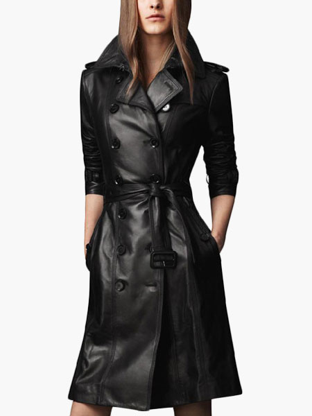 

Double Breasted Belted Woman's Trench Coat