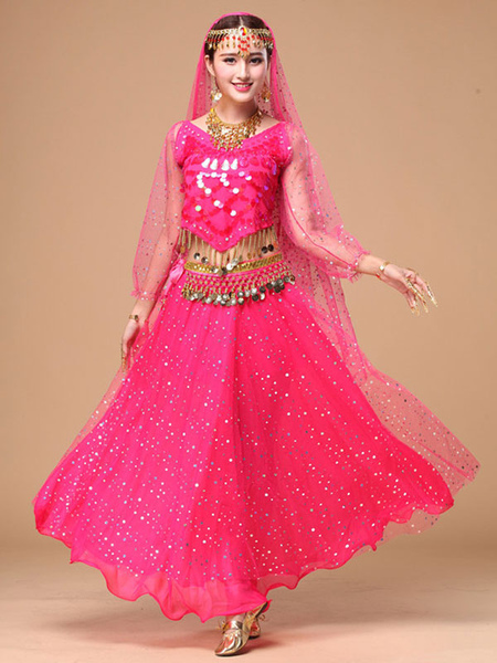 Image of Carnevale Costume di danza del ventre Abito da ballo in Bollywood di chiffon scintillato Halloween