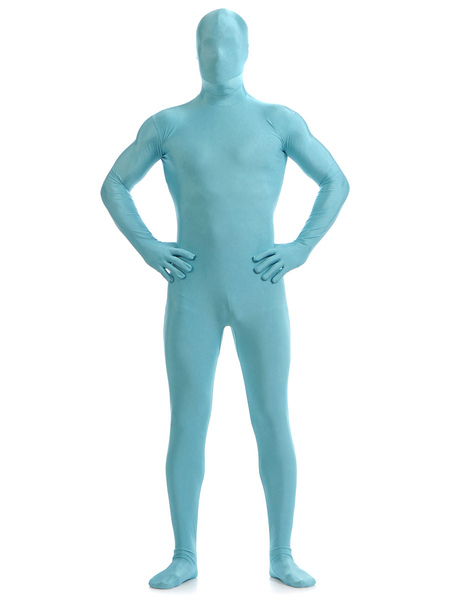 

Milanoo Light Sky Blue Zentai Suit Adults Morph Suit Full Body Lycra Spandex Bodysuit for Men