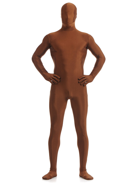 

Milanoo Coffee Brown Zentai Suit Adults Morph Suit Full Body Lycra Spandex Bodysuit for Men