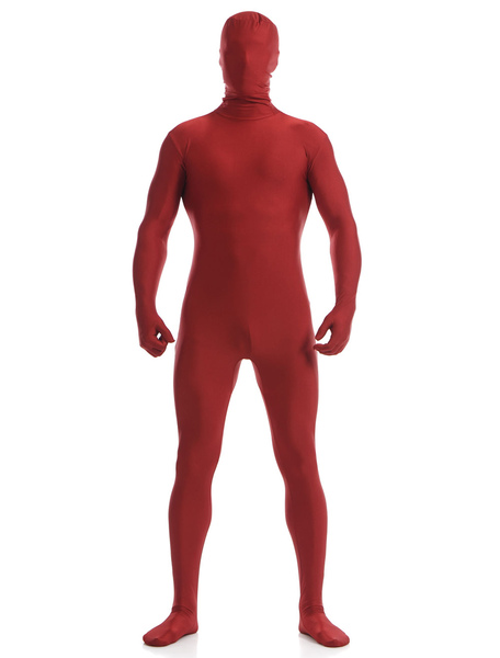 

Milanoo Dark Red Zentai Suit Adults Morph Suit Full Body Lycra Spandex Bodysuit for Men