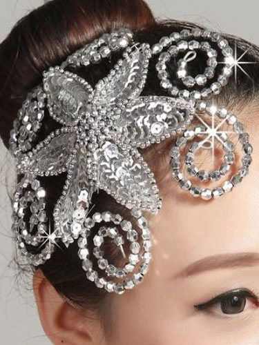 Image of Carnevale Accessori per capelli da donna in strass argento con strass 2024 Halloween