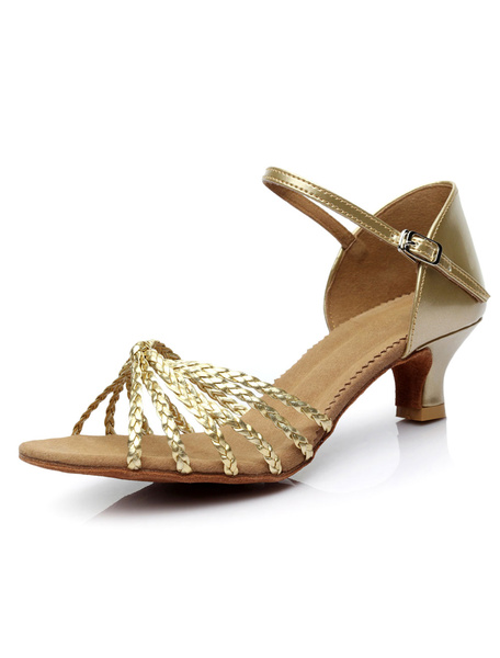 

Gold Latin Dance Sandals Straps PU Heels for Women, Silver;blond