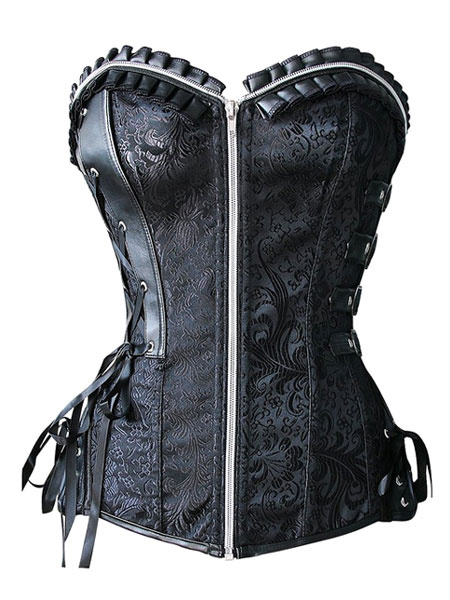 

Black Lace Up Bustier PU Spandex Corsets For Women