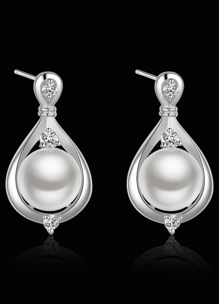 Image of Nozze d'argento strass perle orecchini nuziali