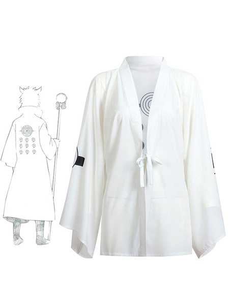 

Naruto Shippuden Rikudo Sennin Ootutuki Hagoromo Summer Kimono Anime Cosplay Costume, White
