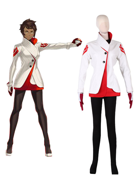 

Pocket Monster Pokmon GO Team Red Valor Trainer Team Leader Uniform Anime Cosplay Costume, White
