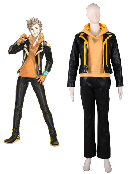 

Pocket Monster Pokmon GO Team Yellow Spark Trainer Team Leader Uniform Anime Cosplay Costume, Black