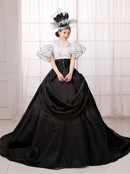 Image of Vintage Costume vittoriano palla abito abito nero Costume retrò donna Carnevale