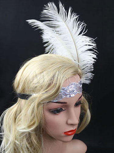 Image of Carnevale Flapper archetto piuma vintage 1920s Costume accessori Halloween