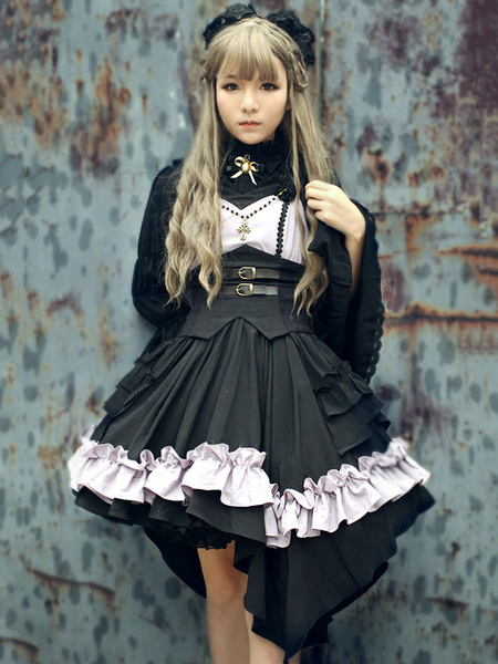 Milanoo Gothic Lolita Jsk Jumper Skirt Night Of Seraph Gothic Steampunk Lolita Jsk Original Design, Burgundy, Black, Lilac  - buy with discount