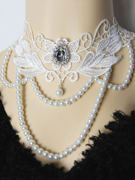 Image of Lolita collana bianca classico & tradizionale bicolore Tea party perle