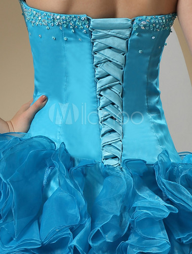 Ball Gown Blue Strapless Quinceanera Dress - Milanoo.com