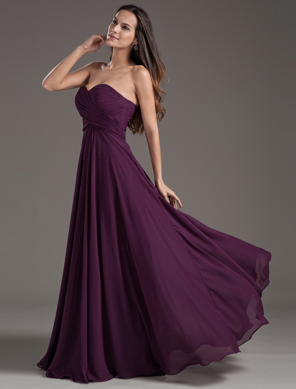 Purple Long Bridesmaid Dress - Milanoo.com