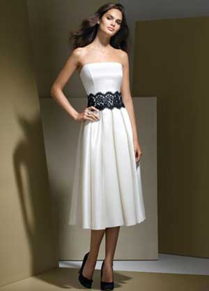 White Simple Strapless Tea Length Satin Graduation Dress - Milanoo.com