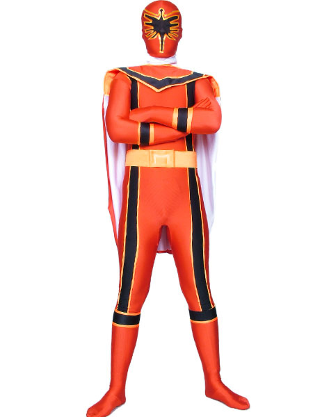 Halloween Orange Power Ranger Catsuit Zentai Spandex Superhero Costume ...