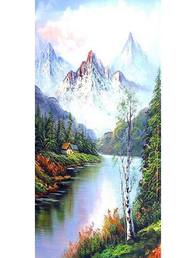 30*70 cm canvas hill river hand oil painting of landscape