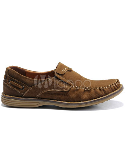 Comfortable Light Brown Cowhide Mens Casual Shoes | RandomSeller