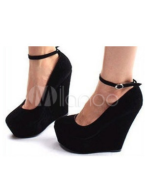 Black Wedge Pumps Platform Heels for Women - Milanoo.com