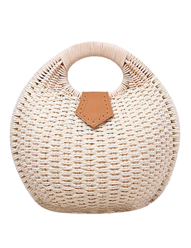 Classic Straw Woven Pattern Women's Tote Beach Handbag - Milanoo.com