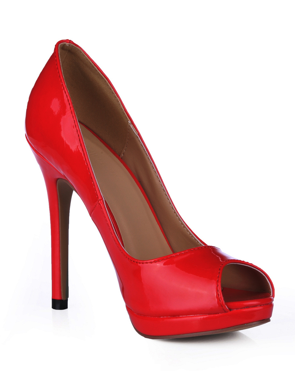 Red Peep Toe Patent Leather Womens Pumps - Milanoo.com