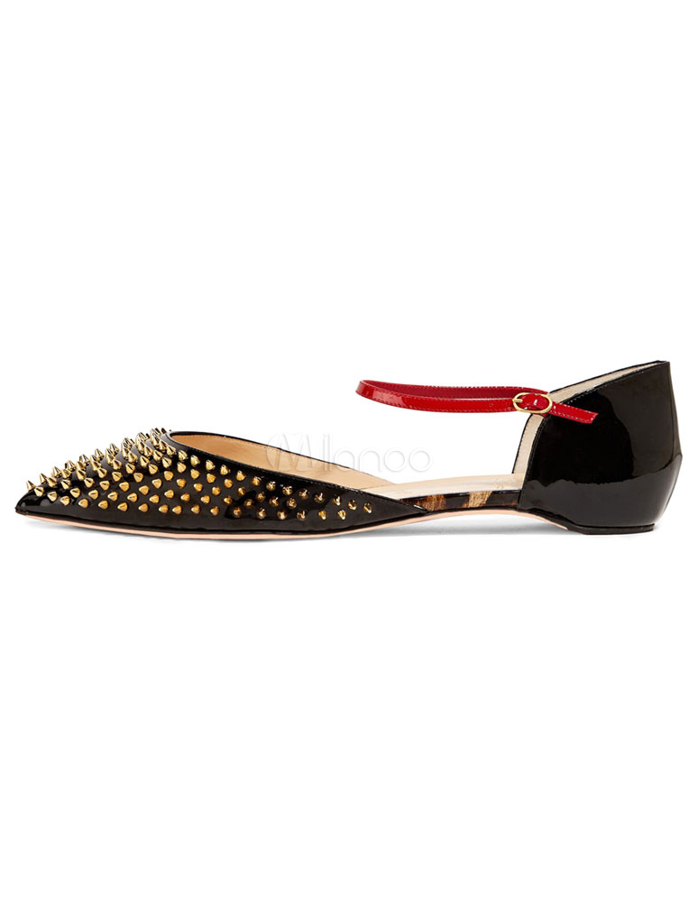 Rivets Pointed Toe Chic Flats