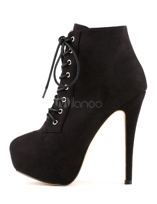 Sexy Ankle Boots High Heel Platform Booties Women's Lace Up Stiletto ...