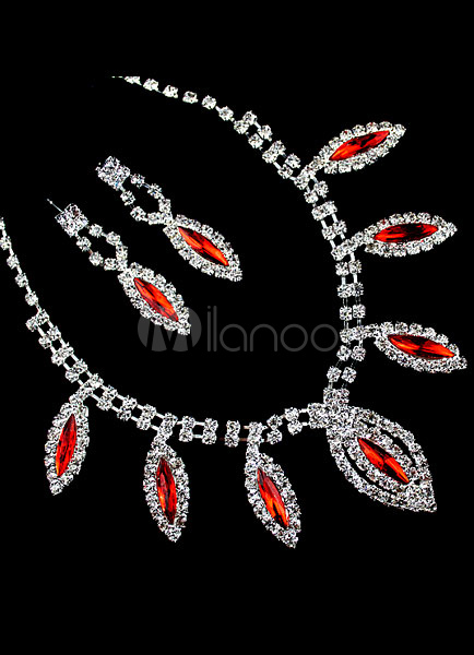 elegant drops design bronze crystal jewelry set for women