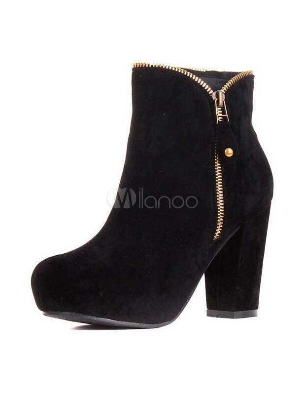 Bottines Femmes Talon Moyen Rétro - Cuir Souple, Fermeture éclair Latérale - Style Classique Pour Bureau, Quotidien, Soirée