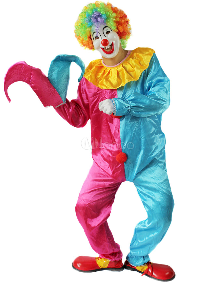 Halloween Clown Costume Red And Blue Split Circus Costume Cosplay ...
