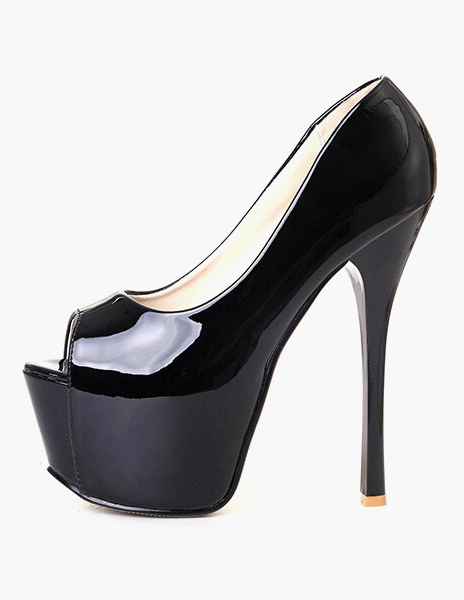 PU Leather Slip-On Peep Toe Sexy High Heels - Milanoo.com