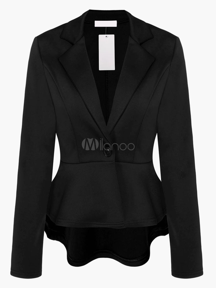 Black Hi-Lo Cotton Blazer For Women - Milanoo.com
