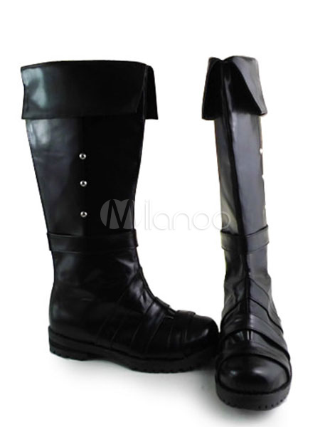 Matte Black Lolita Boots with Rivets