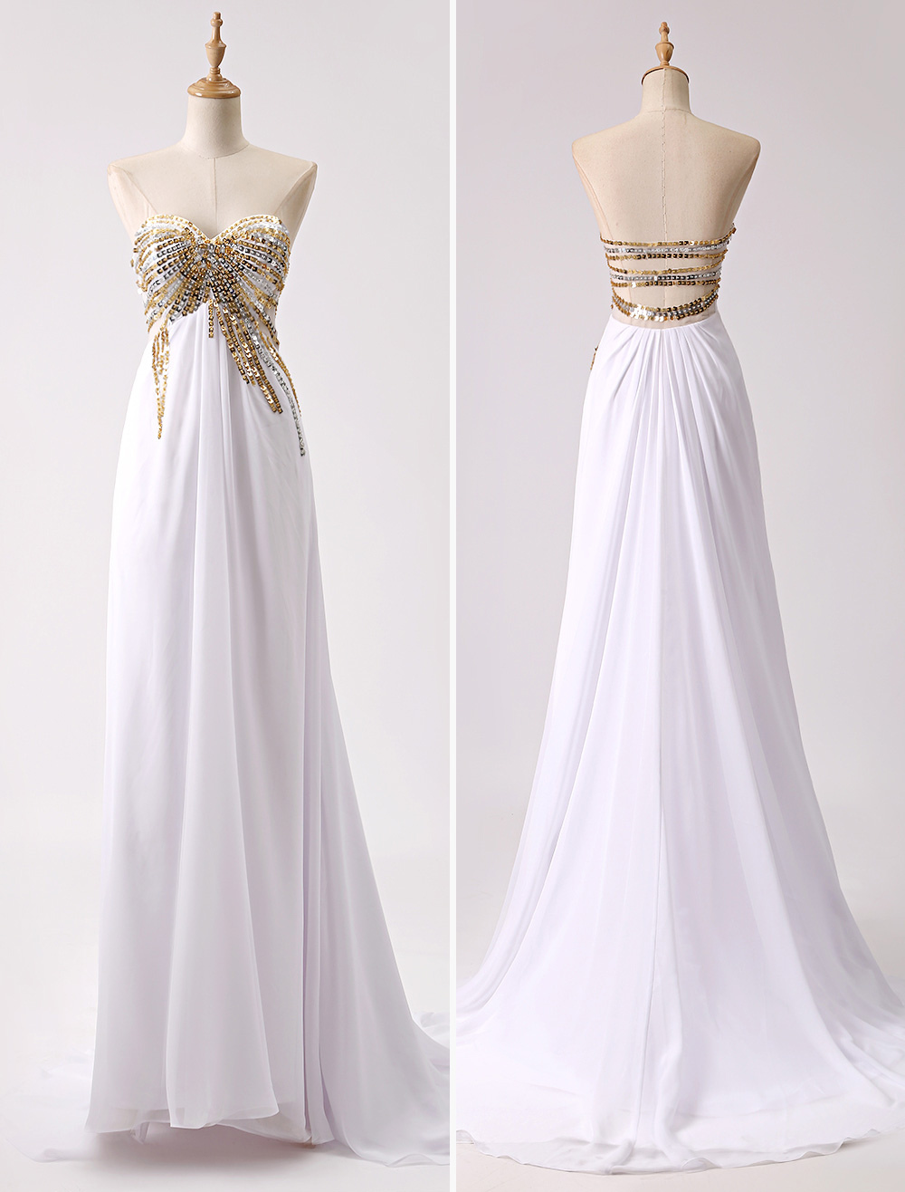 A-Linien Prom-Kleid aus Chiffon - Empire-Stil - flanevo